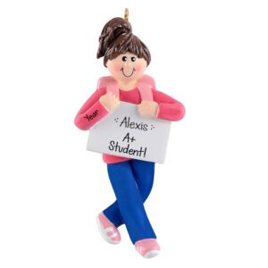 Personalized Little GIRL With Backpack Awesome Student Ornament
