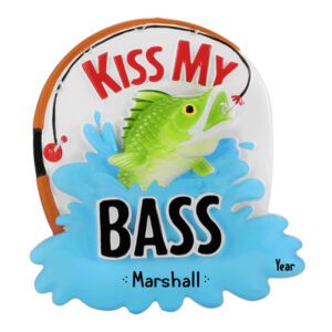 Personalized Kiss My Bass Fishing Rod And Splash Ornament