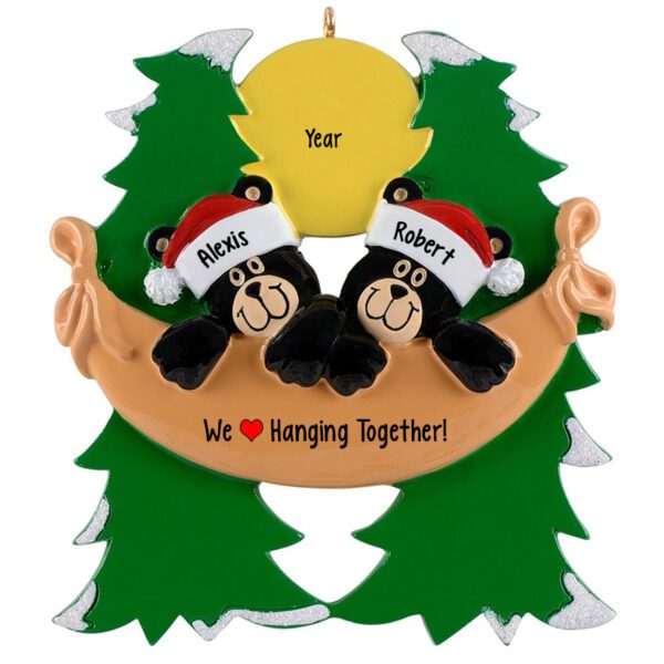 Personalized We Love Hanging Together Cute Bear Couple Ornament