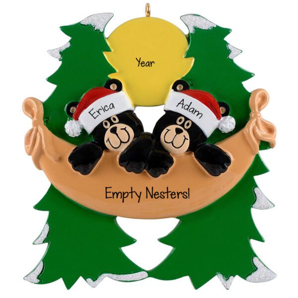 Personalized Cute Bear Couple In Hammocks Empty Nesters Ornament