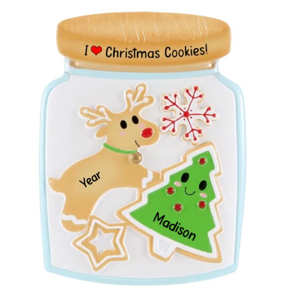 Personalized I Love Christmas Cookies Jar Ornament