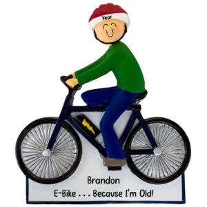E-BIKE Rider MALE Wearing RED Helmet Sporty Ornament