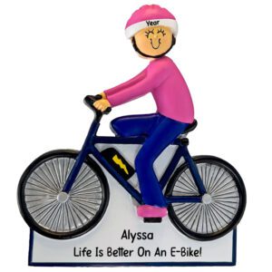 E-BIKE Rider FEMALE Loves Her Bike Personalized Ornament