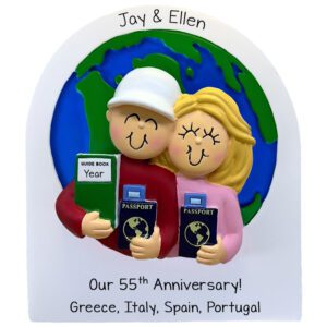 Personalized Anniversary Trip Couple Traveling The World BLONDE FEMALE