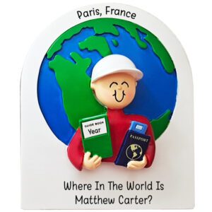 MALE World Traveler Holding Passport Personalized Ornament