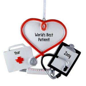 World's Best Patient Heart And Stethoscope Ornament