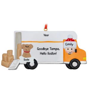 Person Moving To A New Home With Pet Personalized Truck Ornament