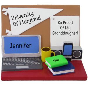 Image of So Proud Of Granddaughter In College Desk And Computer Ornament