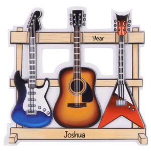 Personalized Three Guitars On Stand Ornament