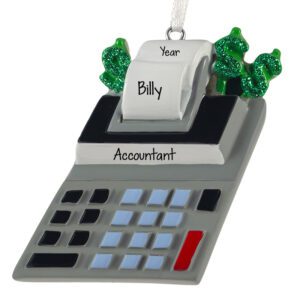 Image of Accountant's Calculator Glittered Dollar Signs Ornament