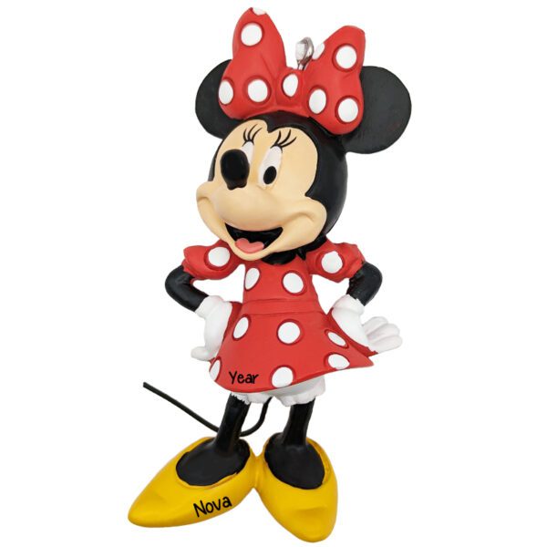 Personalized MINNIE MOUSE Wearing RED Dress 3-D Ornament