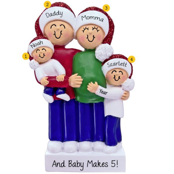 Family Of Four Expecting Baby Personalized Ornament