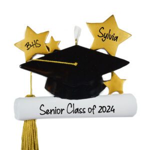 Image of Class Of 2024 Personalized Cap And Real Tassel Ornament