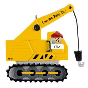 Little BOY On Crane Truck With Hook Personalized Ornament
