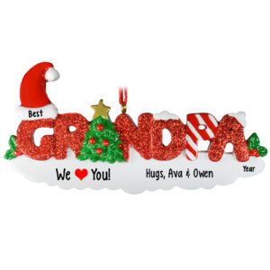 Image of GRANDPA Red Glittered Letters Keepsake Personalized Ornament