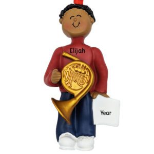 MALE Playing FRENCH HORN Ornament  AFRICAN AMERICAN