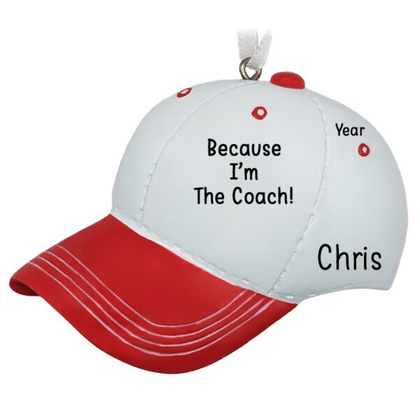 Personalized RED And WHITE Hat Coach Ornament