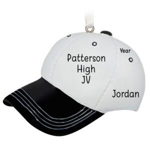 Personalized BLACK And WHITE School Hat Team Ornament