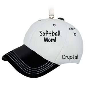 Image of Personalized BLACK And WHITE Softball Mom Or Dad Ornament