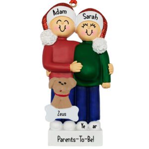 Image of Personalized Parents-To-Be With Pet Glittered Caps Ornament