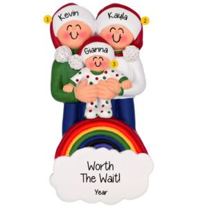 Image of Personalized Worth The Wait Rainbow Baby And Parents Ornament