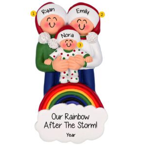 Image of Rainbow After The Storm Baby And Parents Personalized Ornament