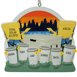 Image of Personalized Family Of Six Total Solar Eclipse Souvenir Ornament