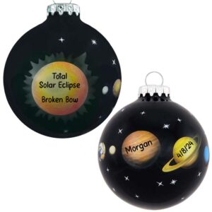 Personalized Total Solar Eclipse Souvenir Glass Ball Ornament
