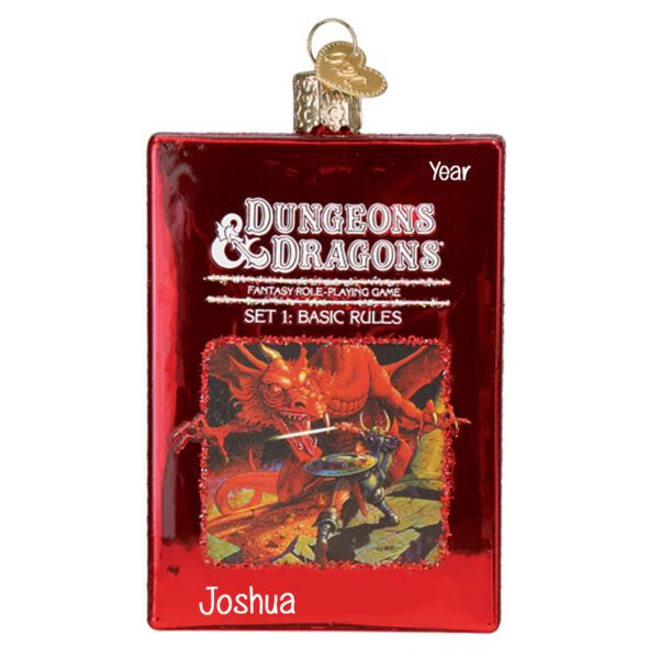 Personalized Dungeons And Dragons Red Box Glittered Glass Ornament