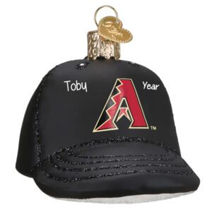 Image of Personalized Arizona Diamondbacks 3-D Glittered Baseball Glass Cap Ornament