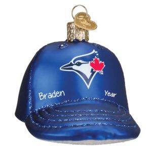 Image of Personalized Toronto Blue Jays 3-D Glittered Baseball Glass Cap Ornament