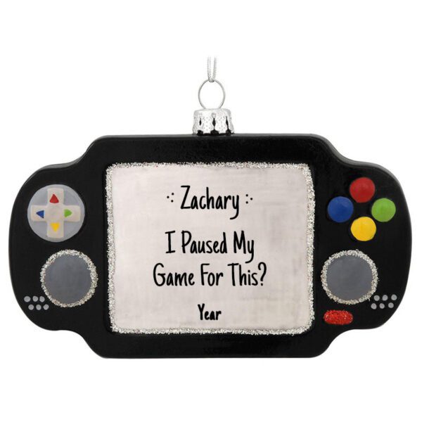 Glittered Glass Handheld Video Game 3-D Personalized Ornament