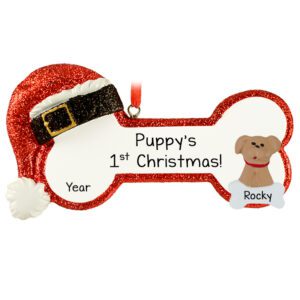 Image of Puppy's 1st Christmas DOG On Bone Personalized Ornament