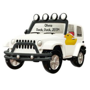 Personalized Duck Duck Jeep 4X4 Ornament WHITE