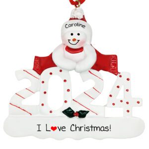 Personalized 2024 I Love Christmas Snowman Ornament