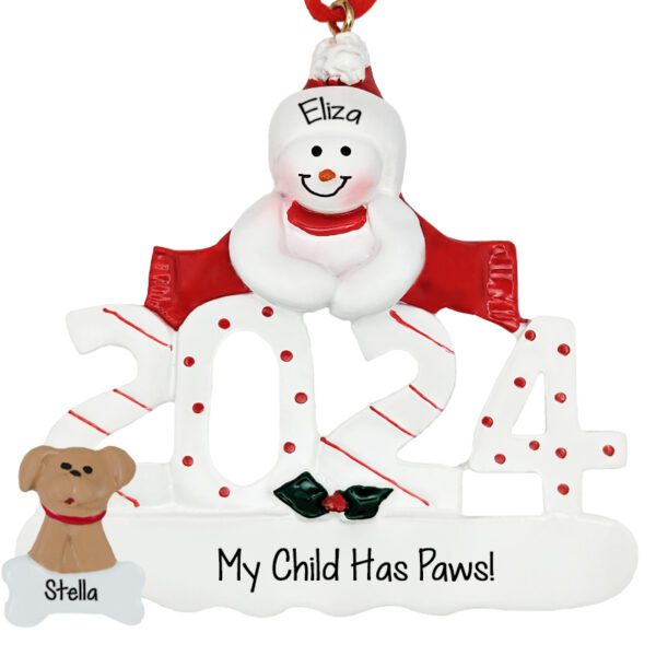 2024 My Child Has Paws Snowman With Pet Personalized Ornament