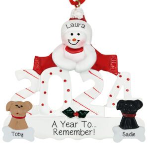 2024 A Year To Remember Snowman With 2 Pets Ornament
