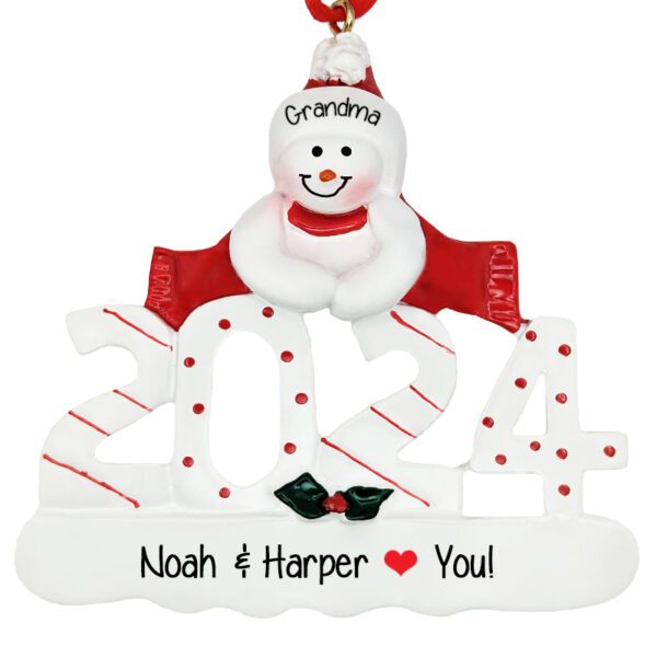 Personalized 2024 Grandmother Snowlady Gift Ornament