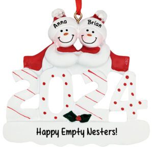 Image of Personalized 2024 Empty Nesters Snow Couple Ornament