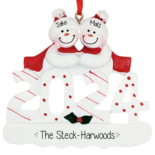 2024 Personalized LGBTQ Snow Couple Gift Ornament