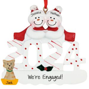 Image of Personalized 2024 Engaged Couple With Cat Gift Ornament