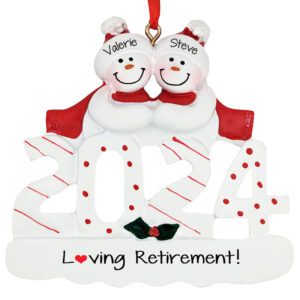 Image of 2024 Personalized Retirement Couple Snowmen Gift Ornament