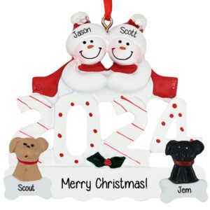 Image of 2024 LGBTQ Couple And 2 Dogs Personalized Ornament