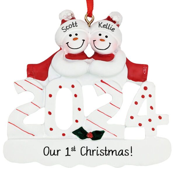 Our 1st Christmas 2024 Snow Couple Personalized Ornament