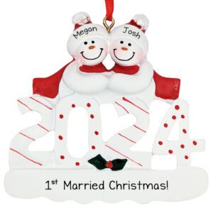 2024 1st Married Christmas Snow Couple Personalized Gift Ornament