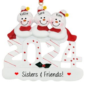 Personalized 2024 Three Sisters Snowmen Ornament