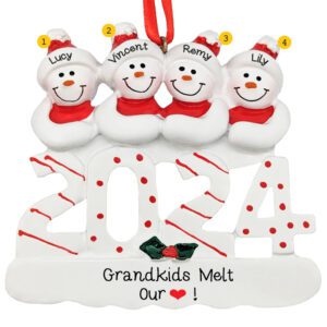 Image of 2024 Four Grandchildren Christmas Personalized Ornament