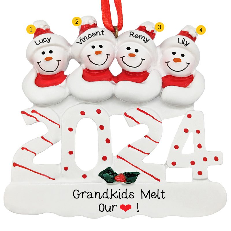 2024 Four Grandchildren Christmas Personalized Ornament Personalized   24 B7 4 1 