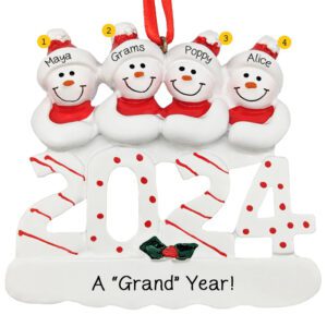 Image of Personalized 2024 Grandparents And 2 Grandkids Ornament