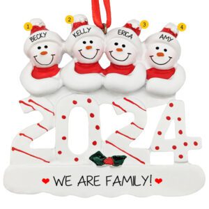 Image of Personalized 2024 Four Sisters Snowmen Ornament